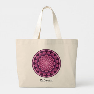 Elegant Floral Mandala Tote Bag with Editbale Name