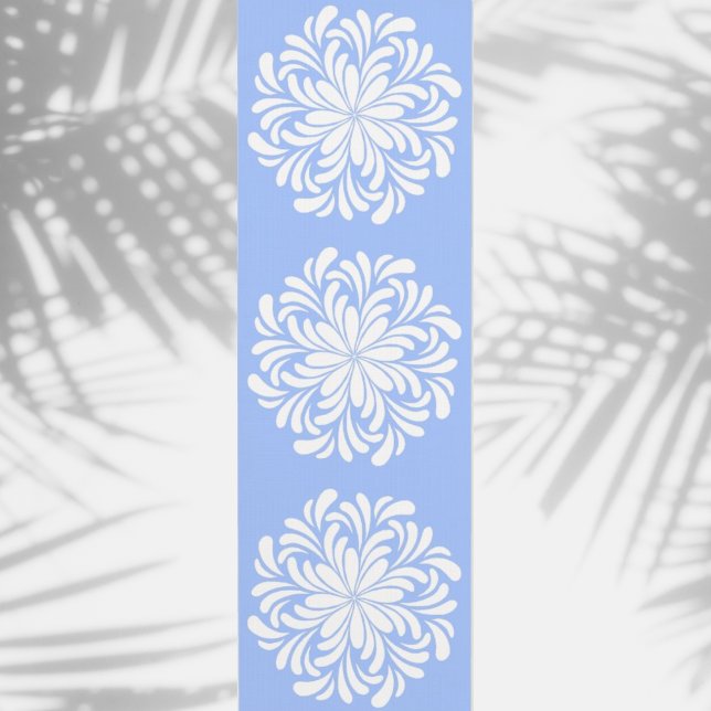 Elegant Floral Mandala White and Blue Yoga Mat (Creator Uploaded)