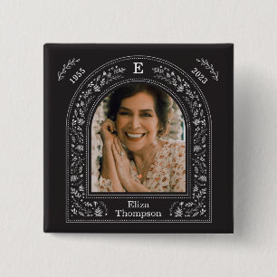 Elegant Floral Memorial 15 Cm Square Badge