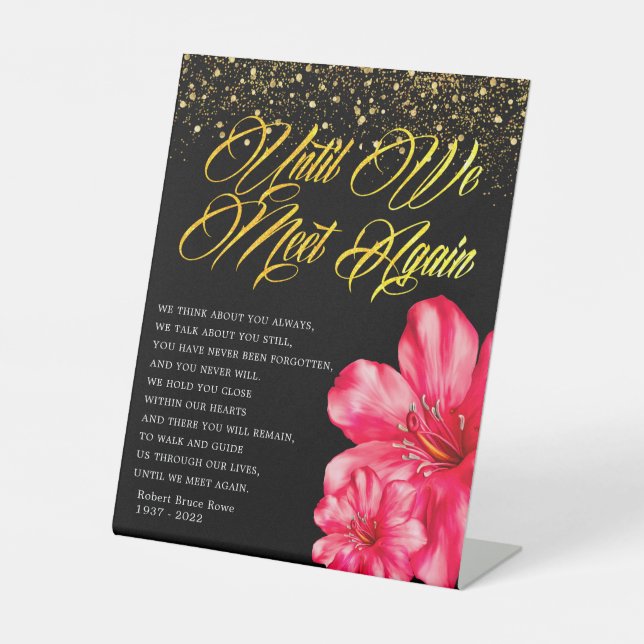 Elegant Floral Memorial Funeral Poem Pedestal Sign (Front)