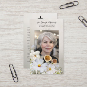 Elegant Floral Memorial Prayer Card