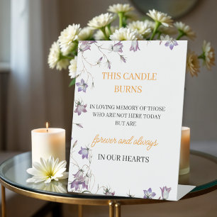 Elegant Floral  memorial sign "This candle burns"