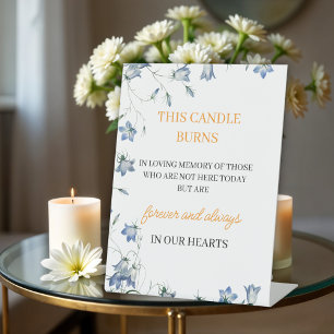 Elegant Floral  memorial sign "This candle burns"