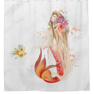 *~* Elegant Floral Mermaid Fish Beautiful Simple  Shower Curtain