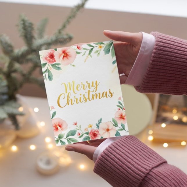  Elegant Floral Merry Christmas  Card (Creator Uploaded)