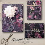 Elegant Floral Midnight Garden Pink Purple Wrapping Paper Sheet<br><div class="desc">Elegant Floral Midnight Garden | Pink & Purple Blooms | Luxurious Wrapping Paper Set --- Discover the allure of nightfall with our Elegant Floral Midnight Garden Wrapping Paper Set. Unfold a world of sophistication as you wrap your gifts: - 🌸 Lush florals in shades of pink and purple, blooming against...</div>
