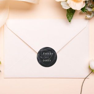 Elegant Floral Midnight Rose Wedding Envelope Seal