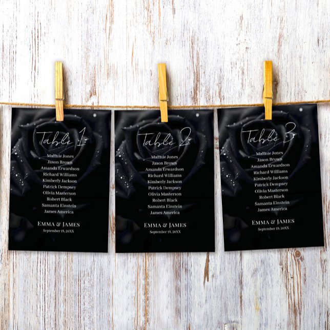 Elegant Floral Midnight Rose Wedding Seating Chart Table Number (Creator Uploaded)