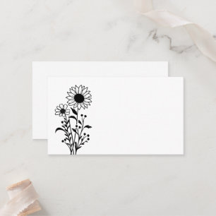 Elegant Floral Minimalist Black White Wedding      Place Card
