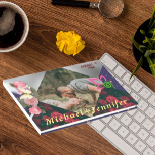 Elegant Floral Minimalist Custom Photo Wedding Guest Book