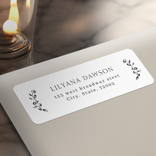 Elegant Floral Minimalist Return Address Label