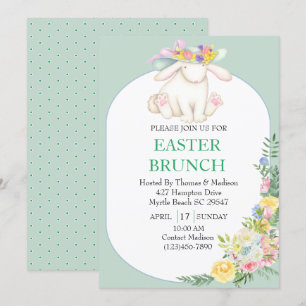 Elegant Floral Mint Green Easter Brunch Invitation