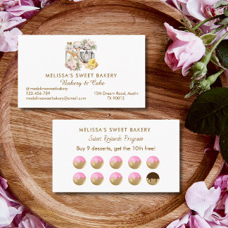 Elegant Floral Mixer Stand Bakery Loyalty Card