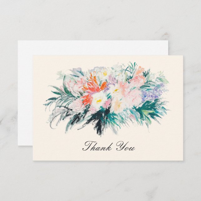 Elegant Floral Modern Flower Bouquet Thank You Card (Front/Back)