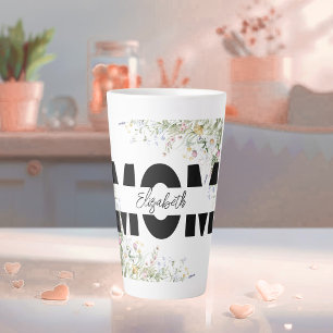 Elegant Floral MOM Personalised Latte Mug