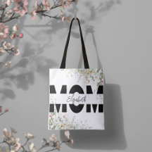 Elegant Floral MOM Personalised Tote Bag