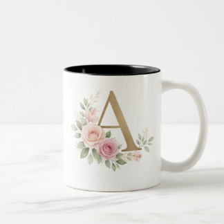 Elegant Floral Monogram A Mug – Luxury Letter A wi