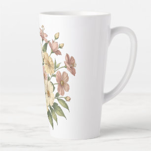 Elegant Floral Monogram Bouquet Design Latte Mug