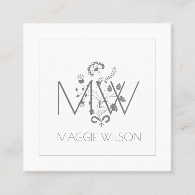 Elegant Floral Monogram Calling Card (Front)