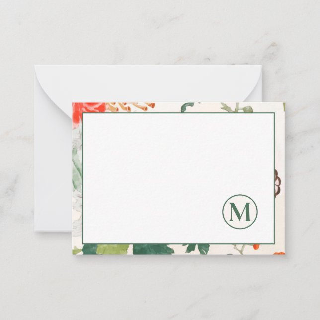 Elegant Floral Monogram Card (Front)