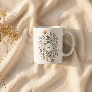 Elegant Floral Monogram Coffee Mug