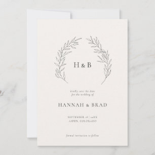 Elegant Floral Monogram Crest Wedding  Save The Date