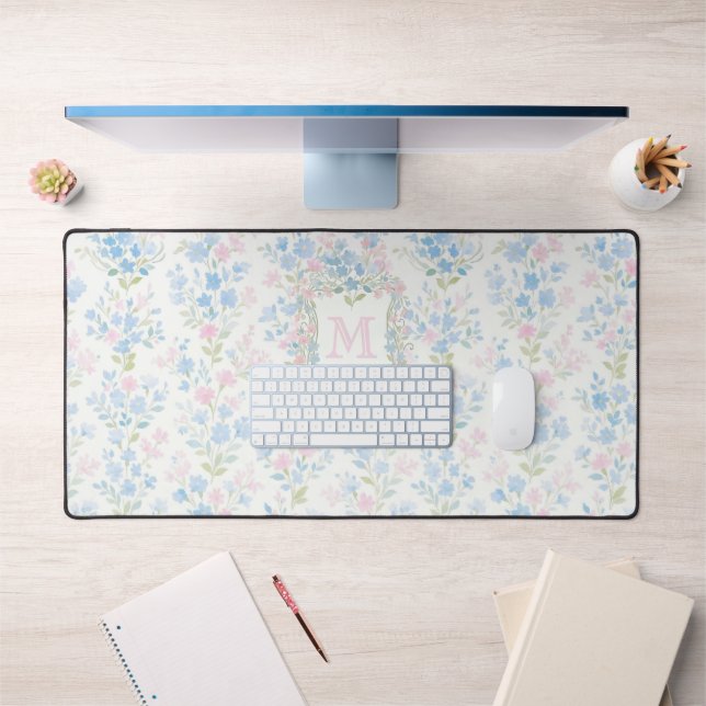 Elegant Floral Monogram Desk Mat (Office 1)
