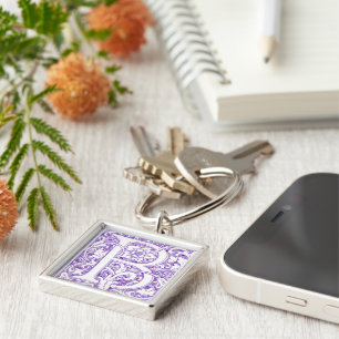 Elegant Floral Monogram Letter B Vintage  Key Ring