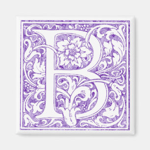 Elegant Floral Monogram Letter B Vintage Magnet