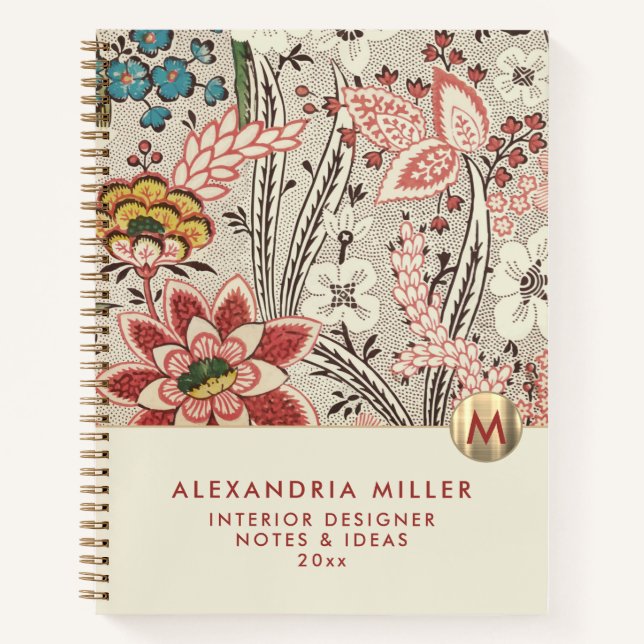 Elegant Floral Monogram Notebook (Front)