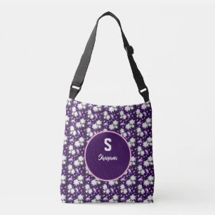 Elegant Floral Monogram Personalised Gift Design Crossbody Bag