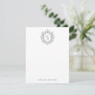 Elegant Floral Monogram Personalised Stationery Card