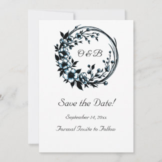 Elegant Floral Monogram Save The Date Card