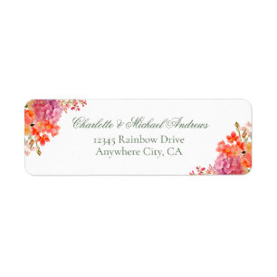 Elegant Floral Monogram Script Wedding Return Address Label