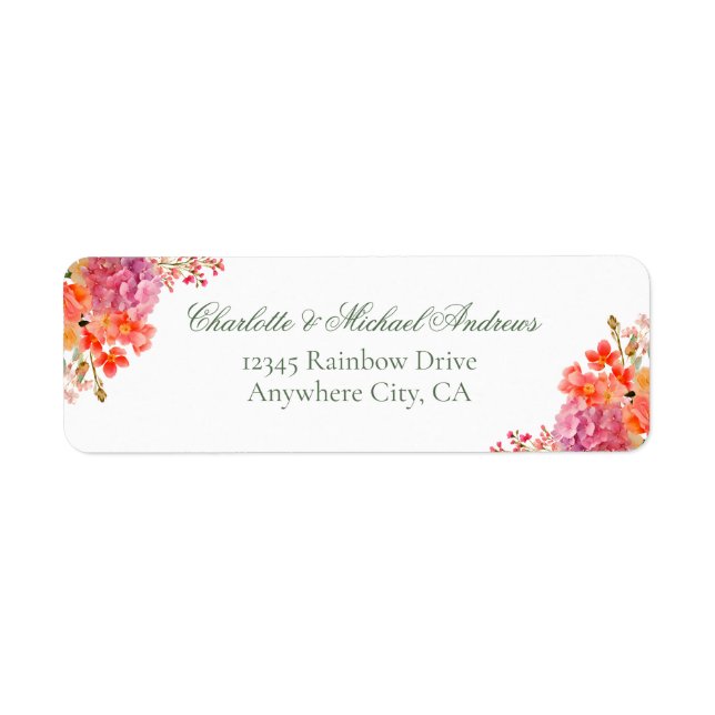  Elegant Floral Monogram Script Wedding  Return Address Label (Front)