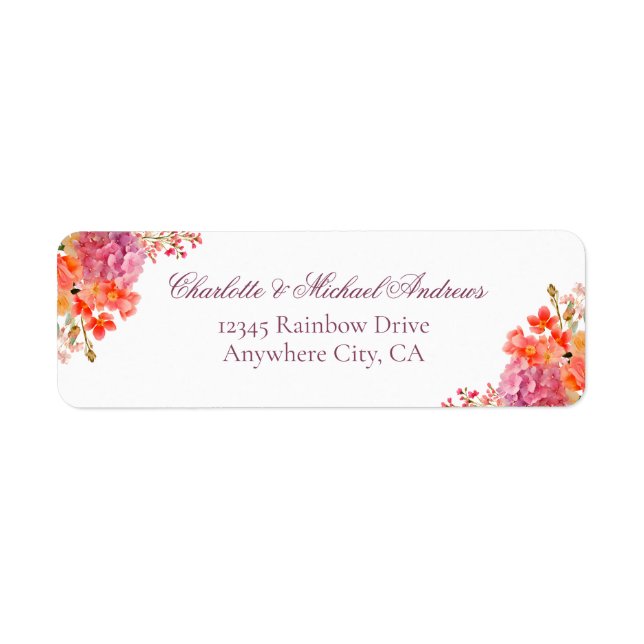  Elegant Floral Monogram Script Wedding  Return Address Label (Front)
