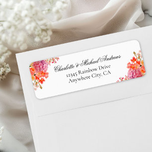 Elegant Floral Monogram Script Wedding Return Address Label