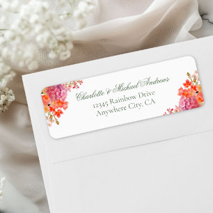 Elegant Floral Monogram Script Wedding Return Address Label