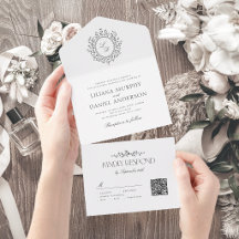 Elegant Floral Monogram Simple Vintage Wedding
