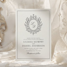 Elegant Floral Monogram Simple Vintage Wedding