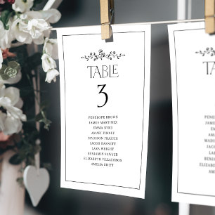 Elegant Floral Monogram Table Seating Charts