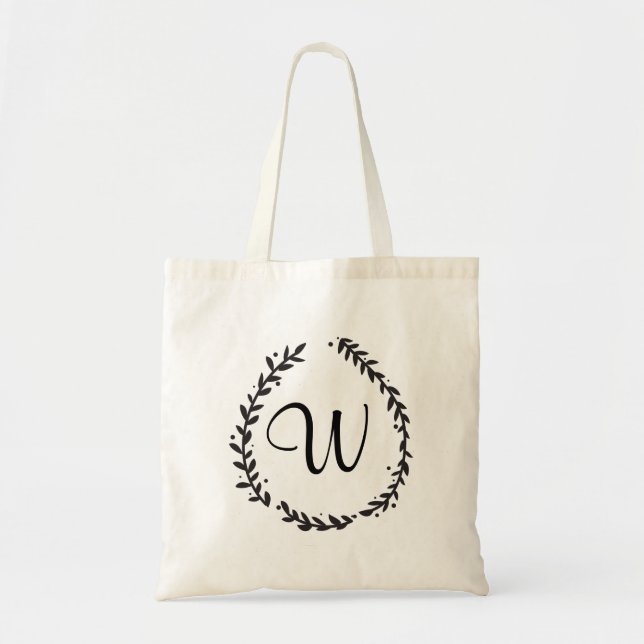 Elegant Floral Monogram Tote (Front)