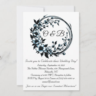 Elegant Floral Monogram Wedding Invitations