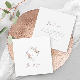 Elegant Floral Monogram Wedding Thank You Card
