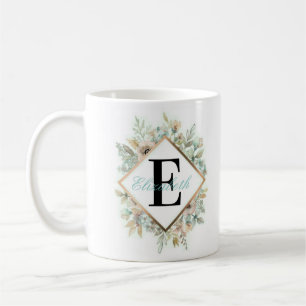 Elegant Floral Monogramed Coffee Mug