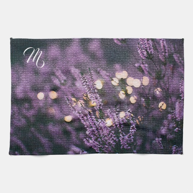 Elegant Floral Monogrammed Tea Towel (Horizontal)