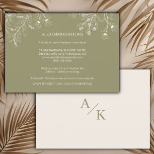 Elegant Floral Moss Green Wedding Details  Enclosure Card