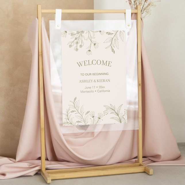 Elegant Floral Moss Green Welcome Wedding  Poster (Creator Uploaded)