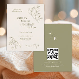 Elegant Floral MossGreen Wedding Budget Invitation Flyer