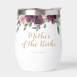 Elegant Floral Mother of the Bride Wine Tumbler